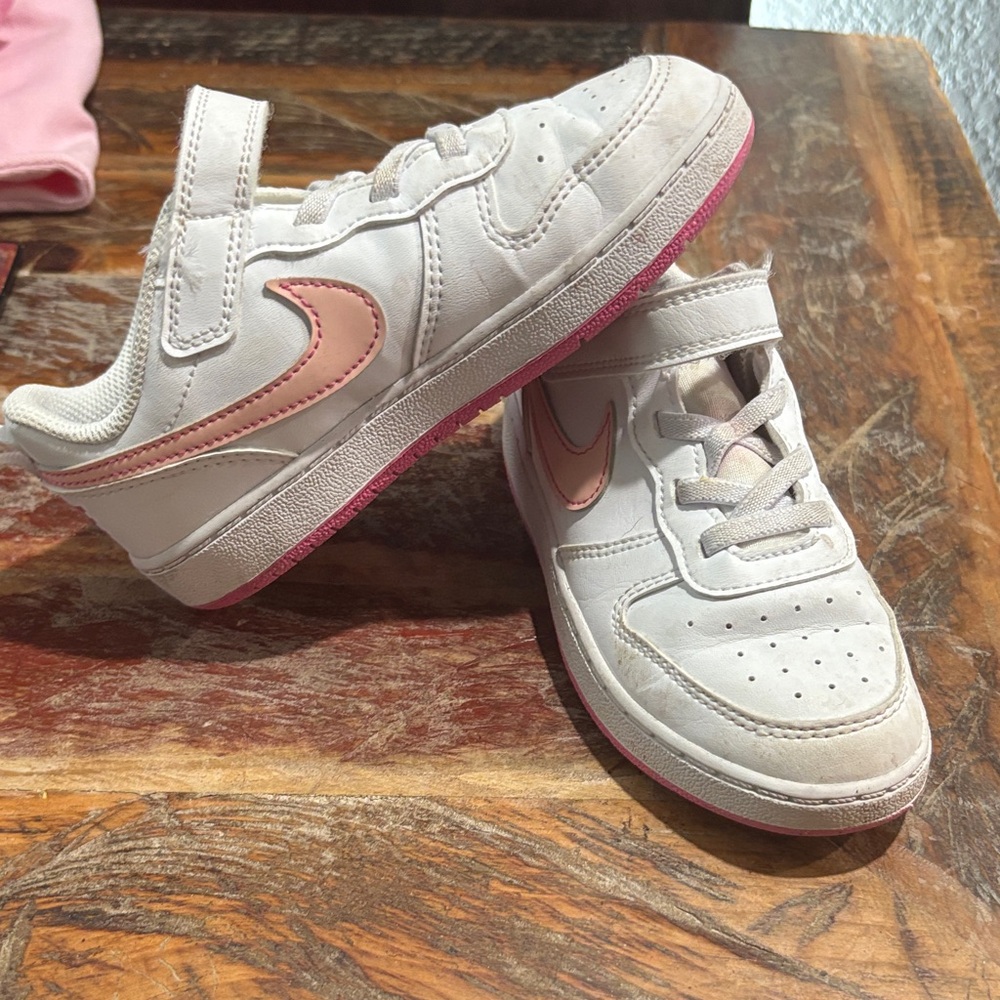 Nike Court Borough Low White and Pink Sneakers